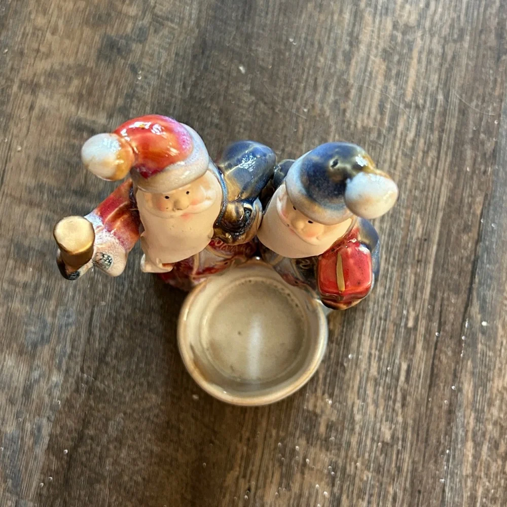 Santa St Nicholas Tea Light Christmas Holiday Decor‎ Candle Holder Porcelain